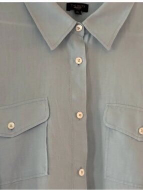 Talbot's Tailored Blue 100% Irish Linen Shirt sz 16W  Hot Weather Must-Have